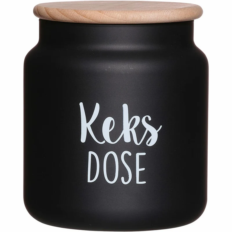 Ritzenhoff & Breker Dose Svart Keksdose, Vorratsdose, Aufbewahrungsdose, Glas / Holz, Schwarz, 1.1 L, 817539