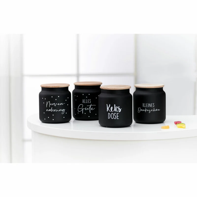 Ritzenhoff & Breker Dose Svart Keksdose, Vorratsdose, Aufbewahrungsdose, Glas / Holz, Schwarz, 1.1 L, 817539