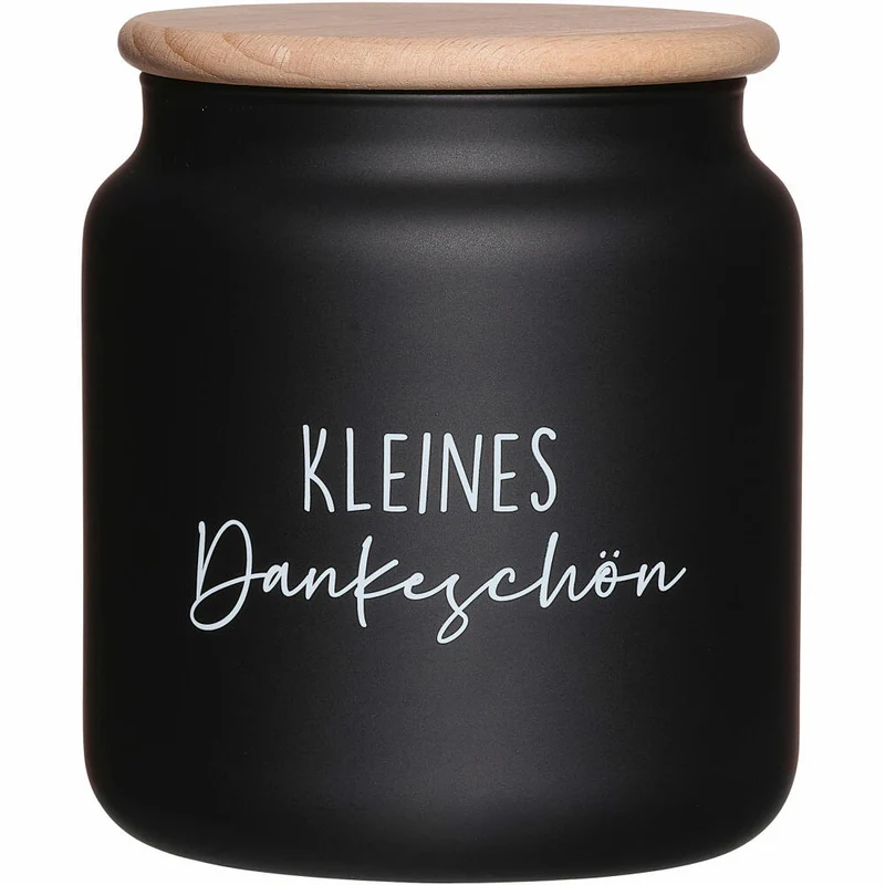 Ritzenhoff & Breker Dose Svart Dankeschön, Vorratsdose, Aufbewahrungsdose, Glas / Holz, Schwarz, 1.1 L, 817546