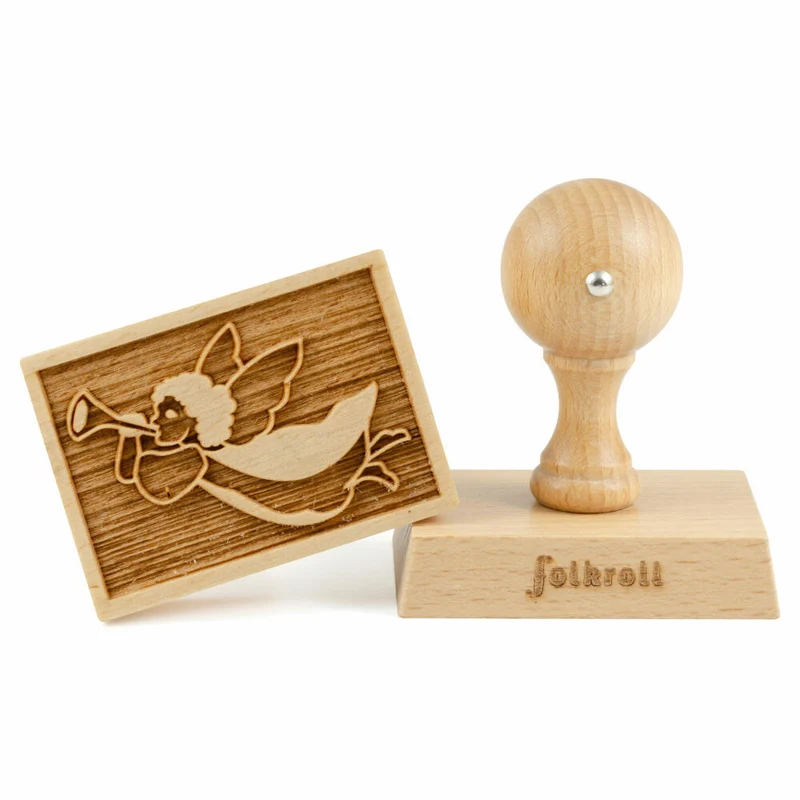 Folkroll Motiv-Keksstempel Weihnachtsengel, 70x50 mm, Cookiestempel, Backstempel, Keks, Stempel, Buchenholz, 231129