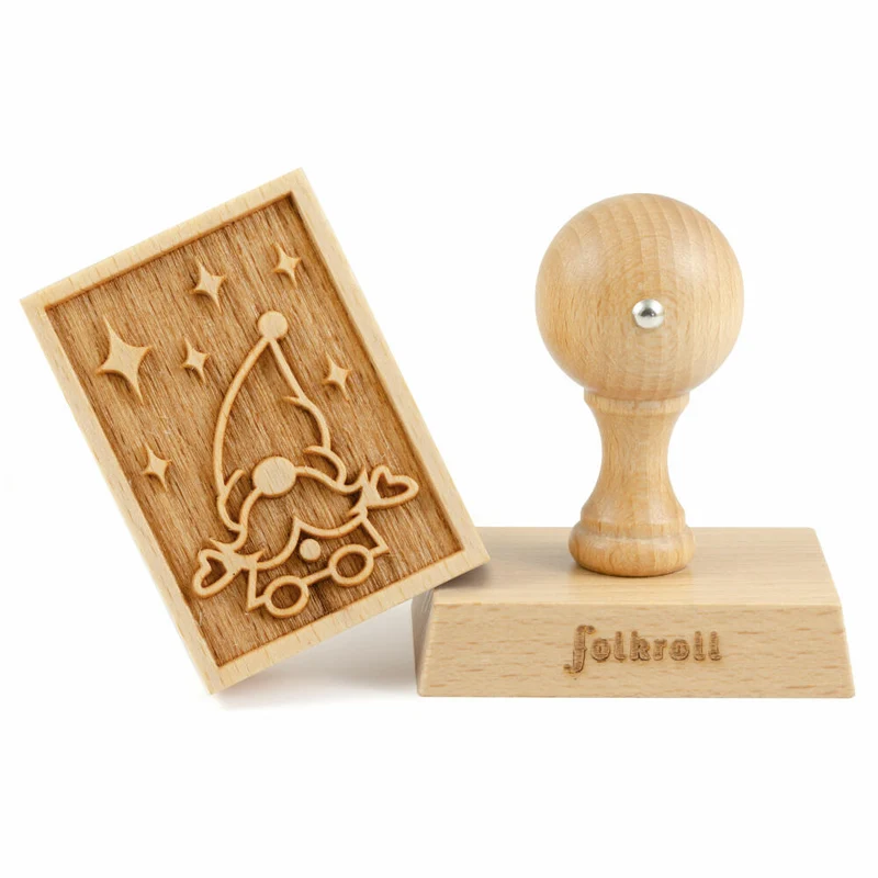 Folkroll Motiv-Keksstempel Wichtel, 70x50 mm, Cookiestempel, Backstempel, Keks, Stempel, Buchenholz, 231136