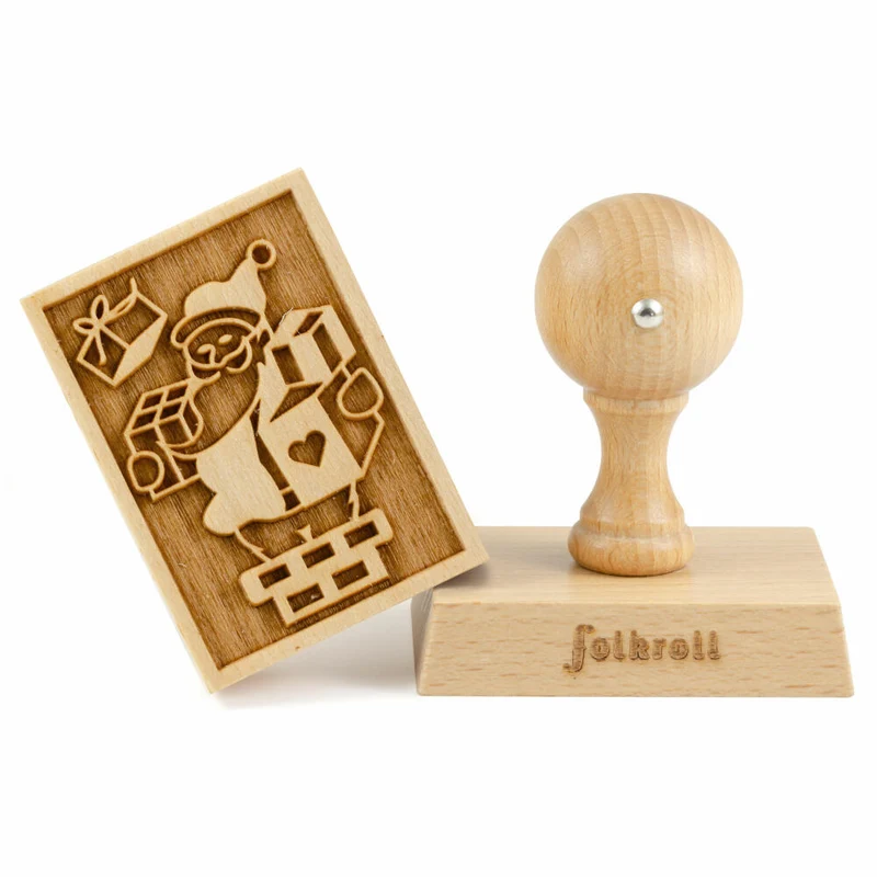 Folkroll Motiv-Keksstempel Santa Claus, 70x50 mm, Cookiestempel, Backstempel, Keks, Stempel, Buchenholz, 231143
