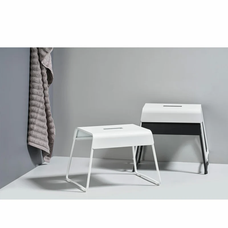 Zone Denmark Schemel A-Stool, Hocker, Trithocker, Fußbank, Metall, Soft Grey, H 27.5 cm, 331967