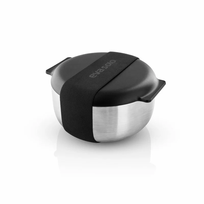 Eva Solo To Go Brotdose, Lunchbox, Snackbox, Thermobehälter, Speisegfäß, Edelstahl, Steel / Schwarz, 750 ml, 503072