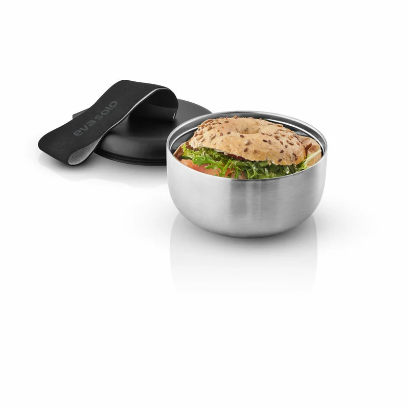 Eva Solo To Go Brotdose, Lunchbox, Snackbox, Thermobehälter, Speisegfäß, Edelstahl, Steel / Schwarz, 750 ml, 503072