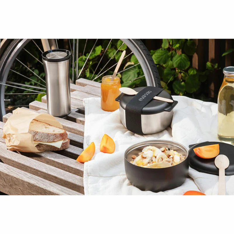 Eva Solo To Go Brotdose, Lunchbox, Snackbox, Thermobehälter, Speisegfäß, Edelstahl, Schwarz, 750 ml, 503077