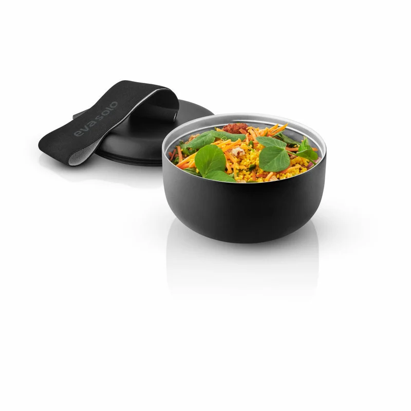 Eva Solo To Go Brotdose, Lunchbox, Snackbox, Thermobehälter, Speisegfäß, Edelstahl, Schwarz, 750 ml, 503077