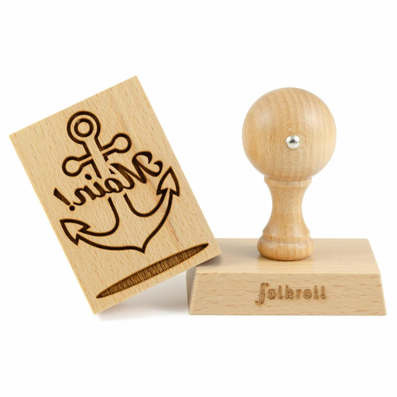 Folkroll Motiv-Keksstempel Moin, 70x50 mm, Cookiestempel, Backstempel, Keks, Stempel, Buchenholz, 231174