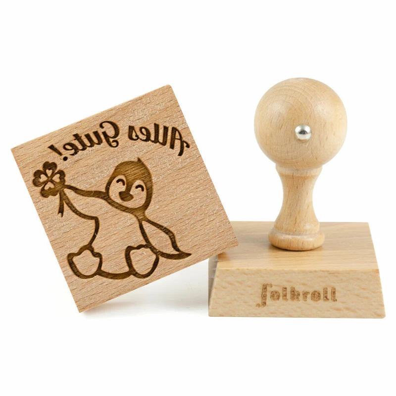 Folkroll Motiv-Keksstempel Alles Gute, 55x55 mm, Cookiestempel, Backstempel, Keks, Stempel, Buchenholz, 231204