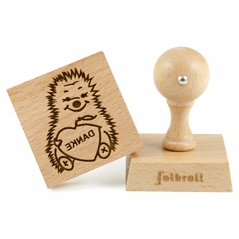 Folkroll Motiv-Keksstempel Danke, 55x55 mm, Cookiestempel, Backstempel, Keks, Stempel, Buchenholz, 231211
