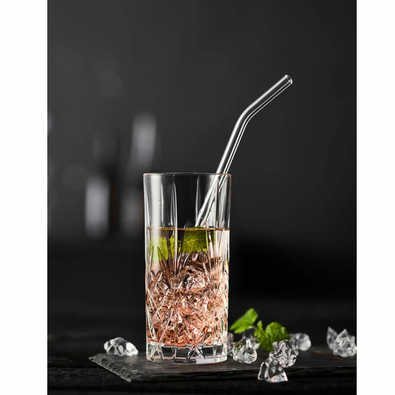 Lyngby Glas Trinkhalm-Set Lyngby 6-tlg. mit Bürste, Glas, Klar, 21.5 cm, 10438
