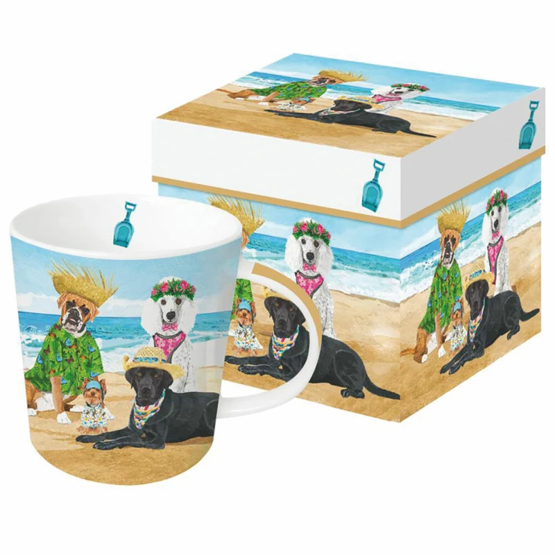 PPD Dogs Beach Party Trend Mug, in Geschenkbox, Henkelbecher, Kaffeebecher, Becher, Tasse, New Bone China, 400 ml, 160302633