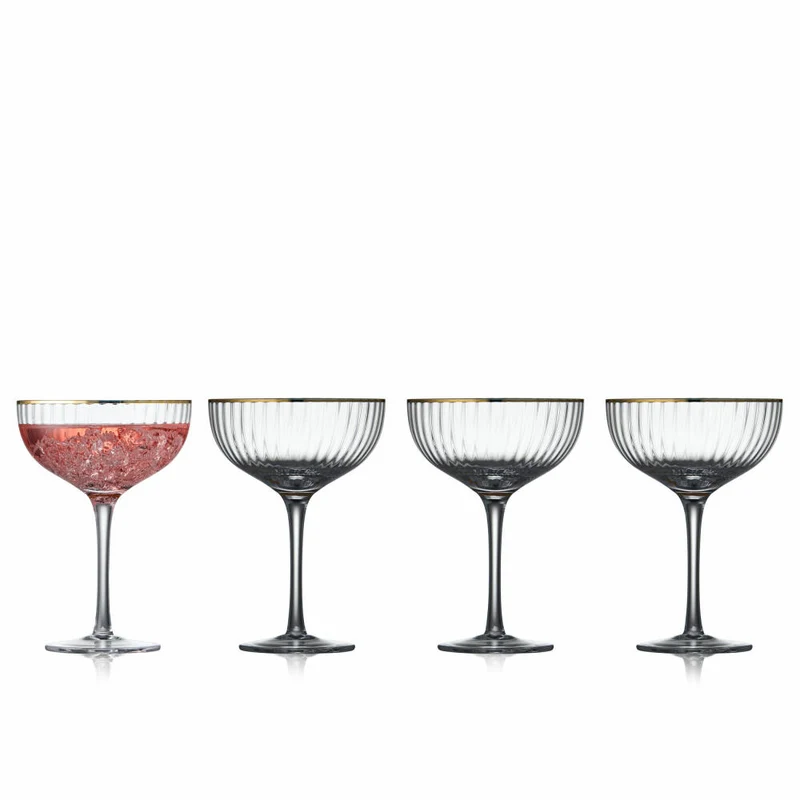 Lyngby Glas Cocktailglas Palermo Gold 4er Set, Glas mit Goldkante, Klar, 315 ml, 14634