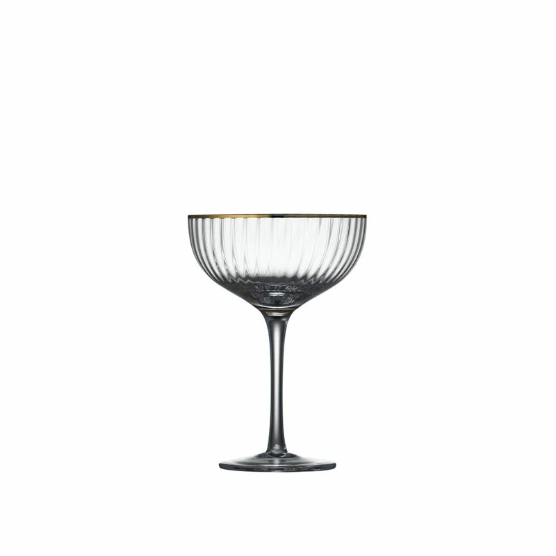 Lyngby Glas Cocktailglas Palermo Gold 4er Set, Glas mit Goldkante, Klar, 315 ml, 14634