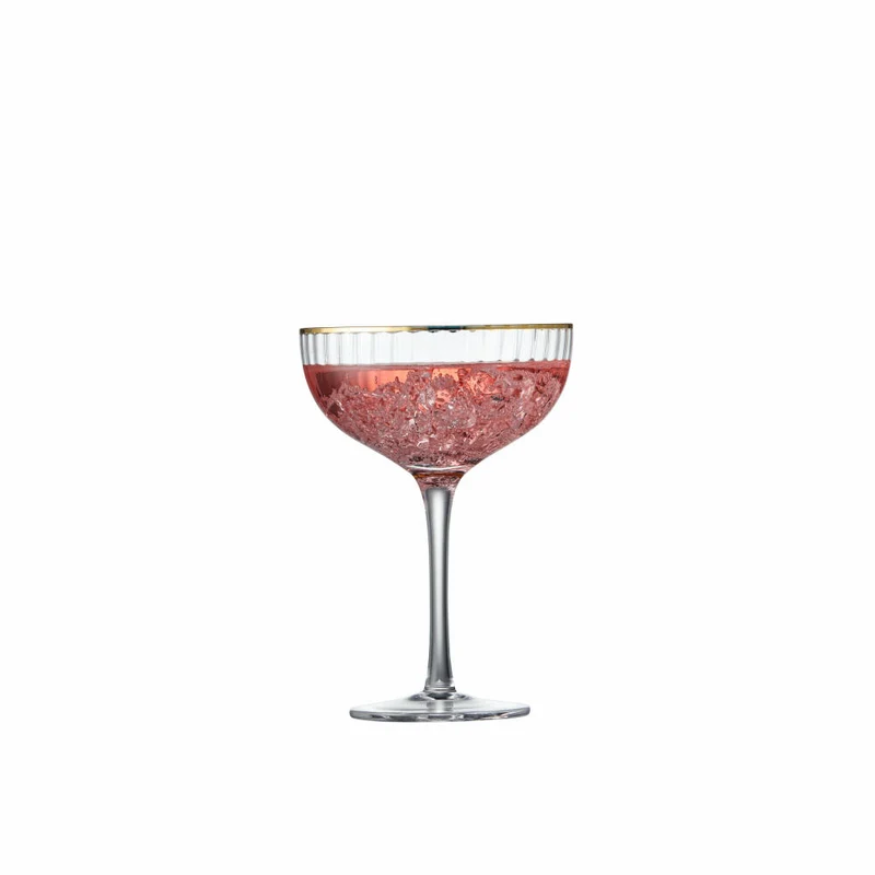 Lyngby Glas Cocktailglas Palermo Gold 4er Set, Glas mit Goldkante, Klar, 315 ml, 14634