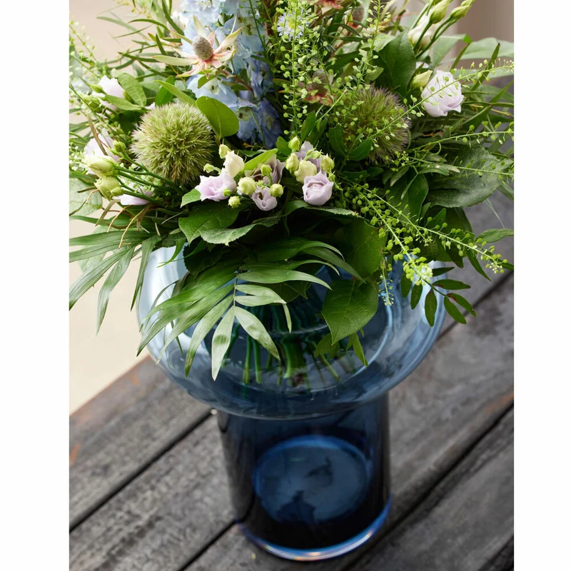 Lyngby Glas Vase Tube, längliche Dekovase, Blumenvase, Glas, Dark Blue, 40 cm, 23555