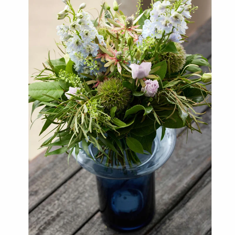Lyngby Glas Vase Tube, Dekovase, Blumenvase, Glas, Dark Blue, 20 cm, 23560