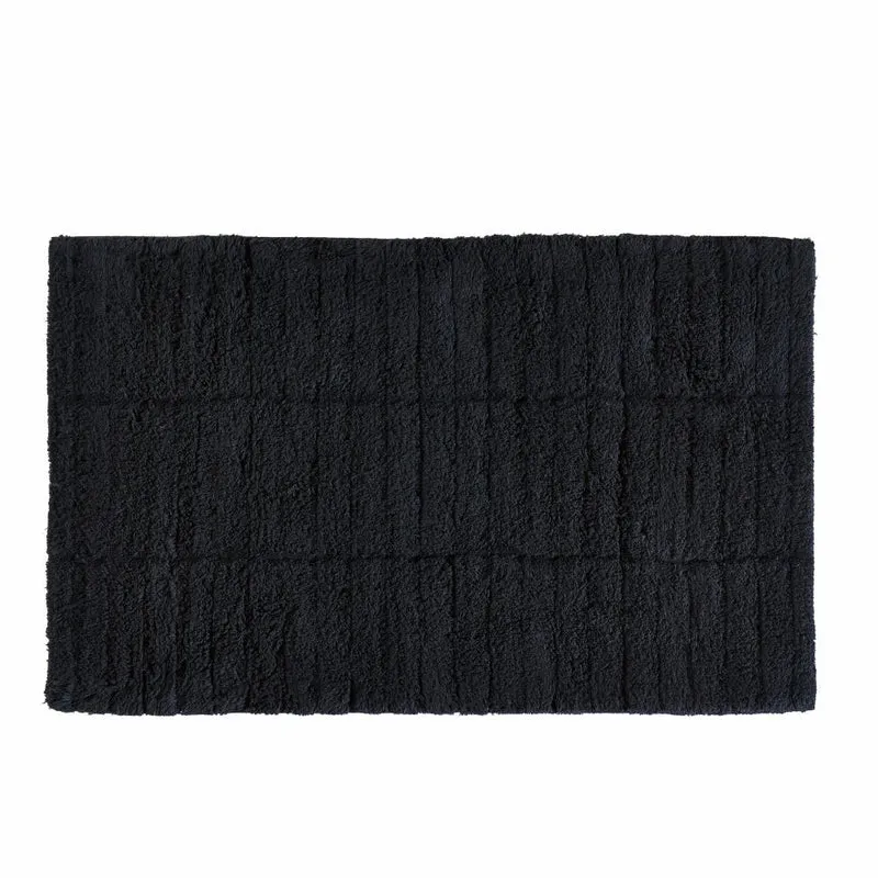 Zone Denmark Badematte Tiles, Badteppich, Badvorleger, Duschvorleger, Baumwolle, Black, 80 x 50 cm, 331847