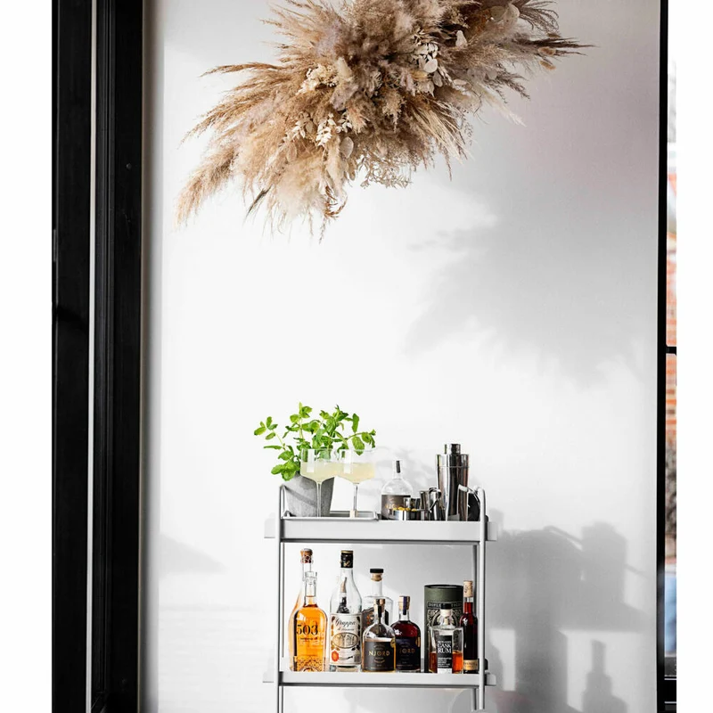 Zone Denmark Barwagen A-Cocktail Trolley, Servierwagen, Hausbar, Minibar, Metall, Soft Grey, 26998