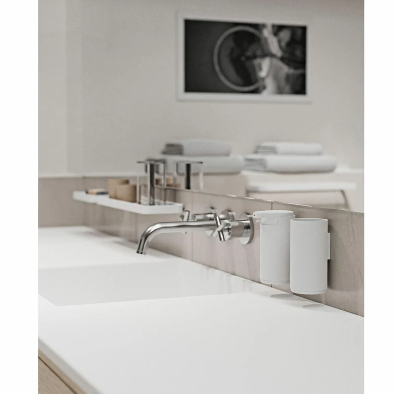 Zone Denmark Seifenspender Rim, mit Wandhalterung, Seifendosierer, Dosierspender, Aluminium / ABS, White, 200 ml, 14481