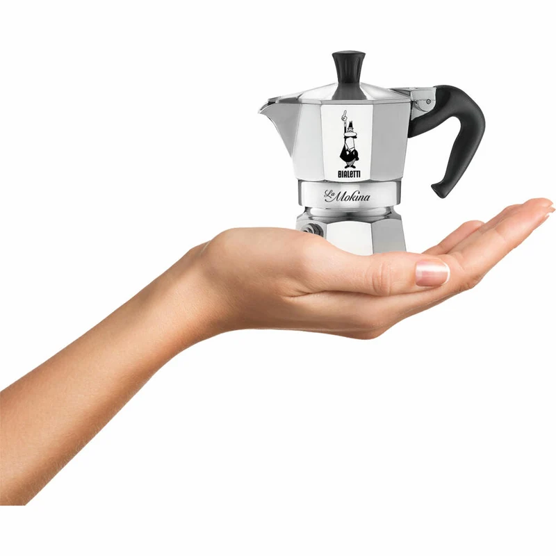 Bialetti Espressokocher Moka Express La Mokina, 1 Tasse, Espresso, Espressokanne, Kaffeebereiter, Aluminium, Silber, 40 ml, 2380