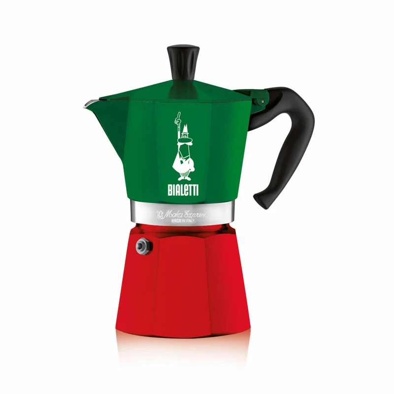 Bialetti Espressokocher Moka Express Tricolore Italia für 6 Tassen, Espresso, Espressokanne, Kaffeebereiter, Aluminium, Bunt, 270 ml, 5323