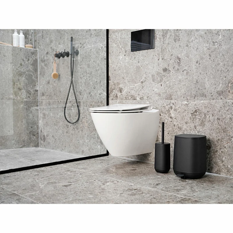Zone Denmark Toilettenbürste Time, Toilettenbürstengarnitur, WC-Garnitur, Klobürste, Beton / ABS, Black, 28117