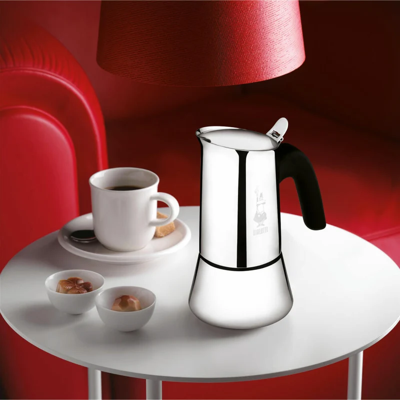 Bialetti Espressokocher New Venus für 4 Tassen, Espresso, Espressokanne, Induktion, Edelstahl, Silber, 170 ml, 7254