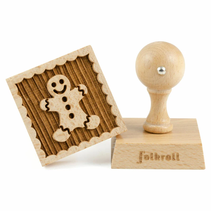 Folkroll Keksstempel Lebkuchenmann, 55x55 mm, Cookiestempel, Backstempel, Keks, Stempel, Motiv, Buchenholz, 334805