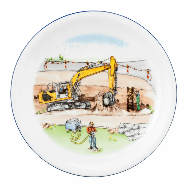 Seltmann Weiden Compact Frühstücksteller, Teller, Kinder, Porzellan, Auf der Baustelle, Ø 19.3 cm, 001.767474
