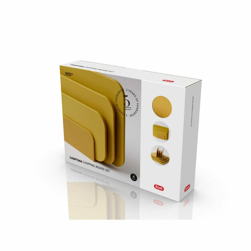 Rosti Schneidebrett-Set Choptima 4-tlg., Schneidunterlage, PE-Kunststoff, Curry, 27822