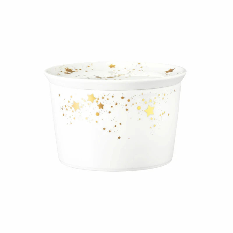 Seltmann Weiden Liberty Schale Rund mit Deckel, Dipschale, Snackschale, Schüssel, Porzellan, Golden Stars, Ø 14 cm, 001.772119