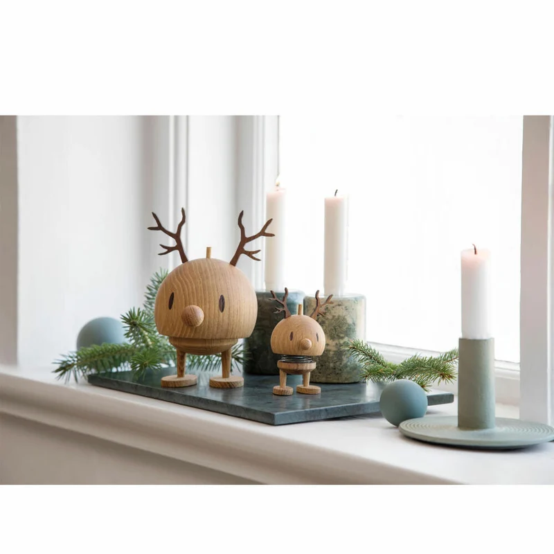 Hoptimist Dekofigur Reindeer Bumble S Oak, Wackelfigur, Rentier, Eichenholz, Braun, 7.8 cm, 28050