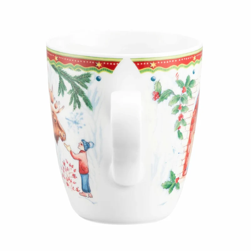 Seltmann Weiden Becher mit Henkel, Kaffeebecher, Teetasse, Tasse, Porzellan, Elch mit Kind, 400 ml, 001.767887