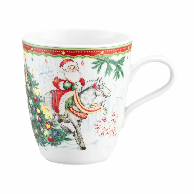 Seltmann Weiden Becher mit Henkel, Kaffeebecher, Teetasse, Tasse, Porzellan, Weihnachtsmänner, 400 ml, 001.767888