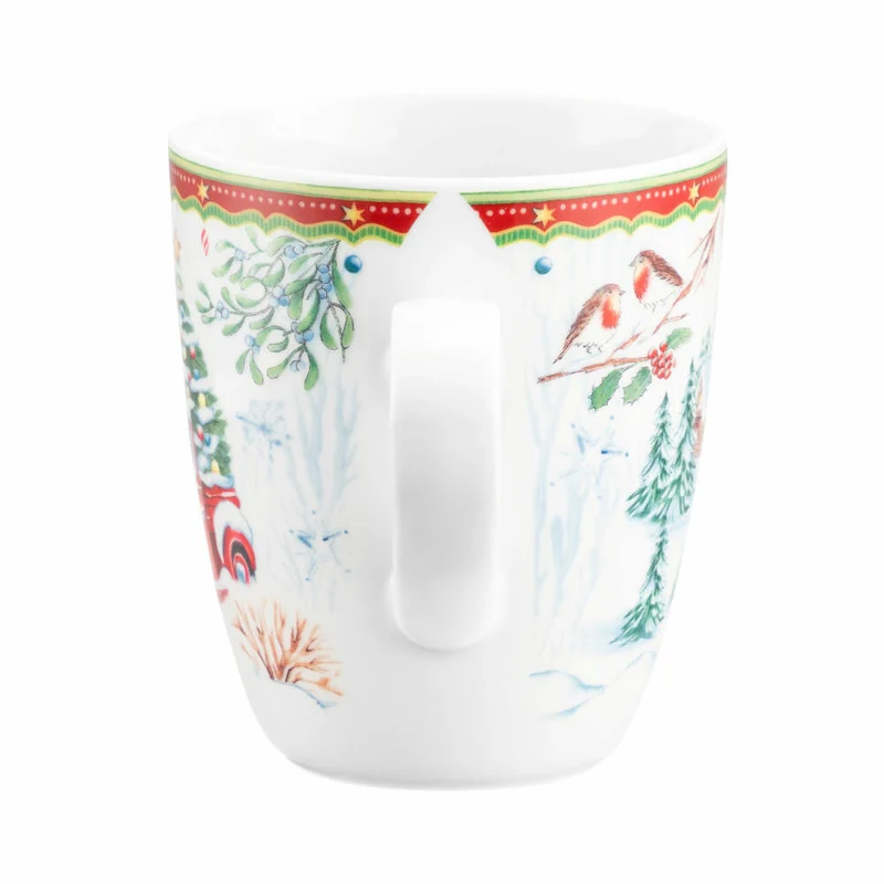 Seltmann Weiden Becher mit Henkel, Kaffeebecher, Teetasse, Tasse, Porzellan, Weihnachtsauto, 400 ml, 001.767889