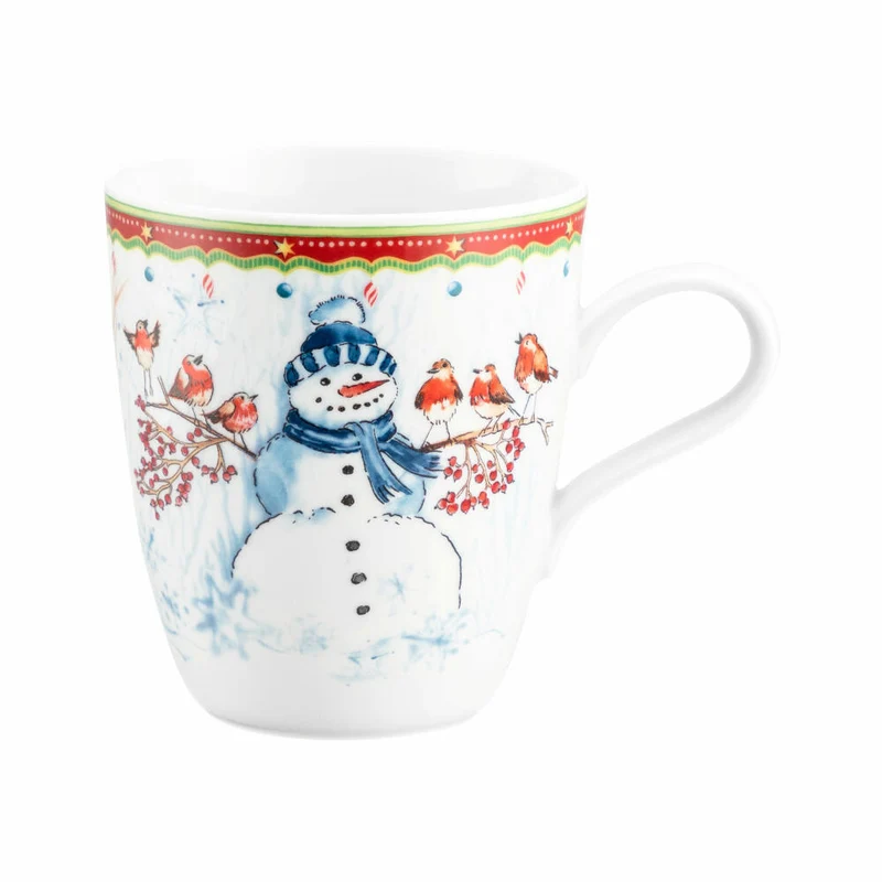 Seltmann Weiden Becher mit Henkel, Kaffeebecher, Teetasse, Tasse, Porzellan, Schneemann, 400 ml, 001.767891