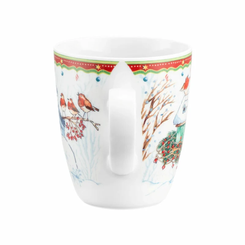Seltmann Weiden Becher mit Henkel, Kaffeebecher, Teetasse, Tasse, Porzellan, Schneemann, 400 ml, 001.767891