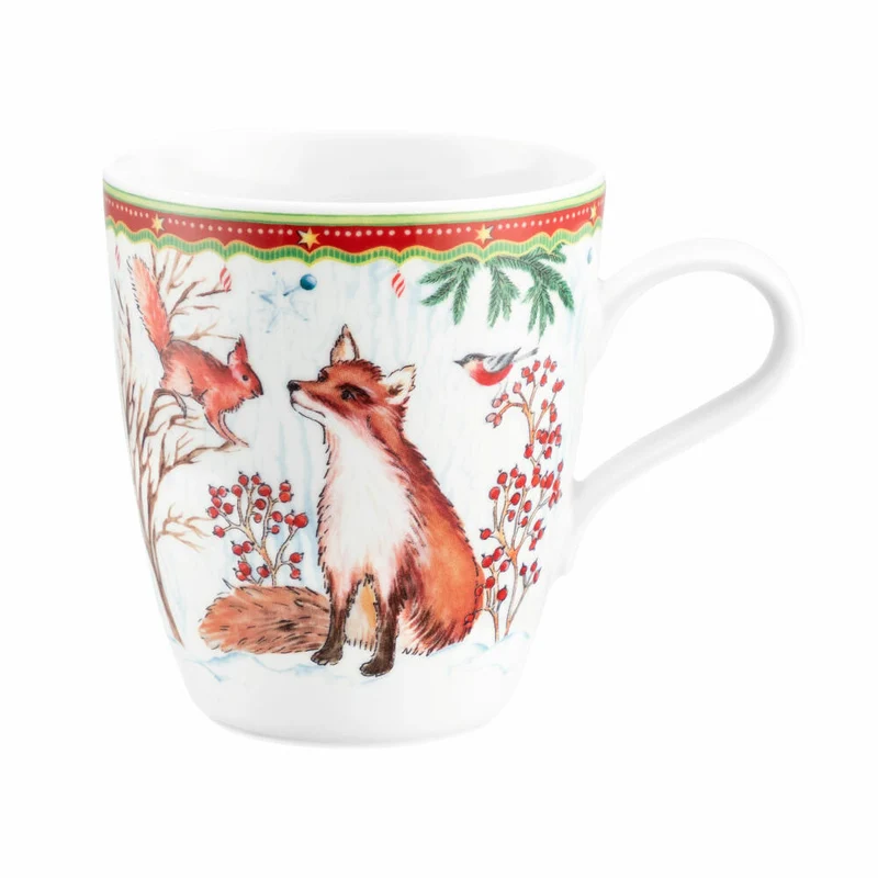 Seltmann Weiden Becher mit Henkel, Kaffeebecher, Teetasse, Tasse, Porzellan, Waldtiere, 400 ml, 001.767892