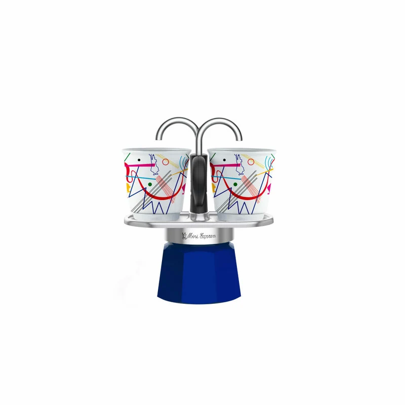 Bialetti Espressokocher-Set Mini 3-tlg. Express Kandinsky für 2 Tassen, Espresso, Espressokanne, Kaffeebereiter, Bunt, 90 ml, 1407