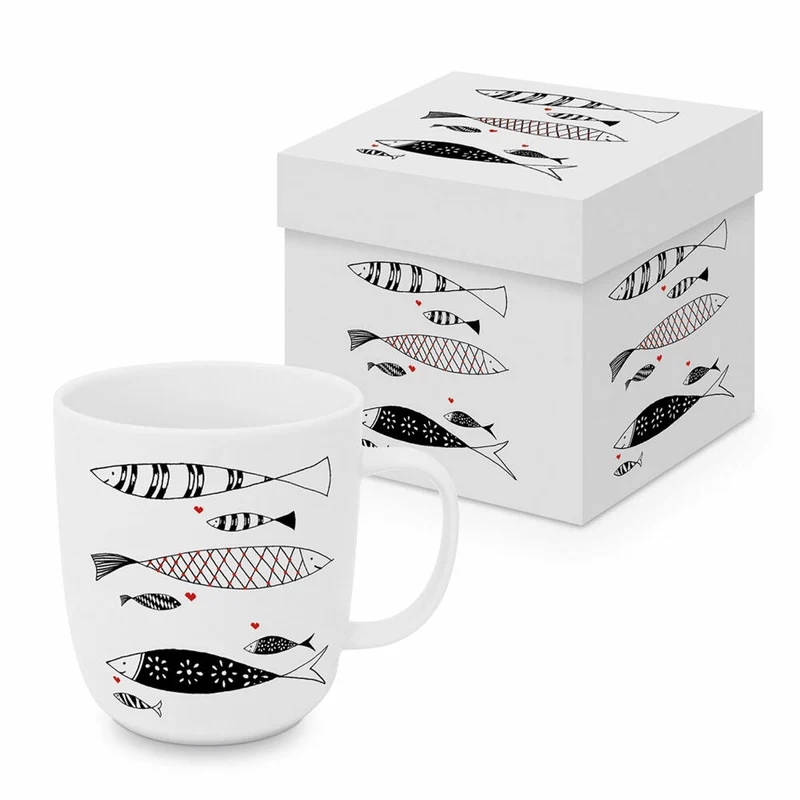 PPD Atelier Poissons Matte Mug, in Geschenkbox, Henkelbecher, Kaffeebecher, Becher, Tasse, New Bone China, 400 ml, 161402524