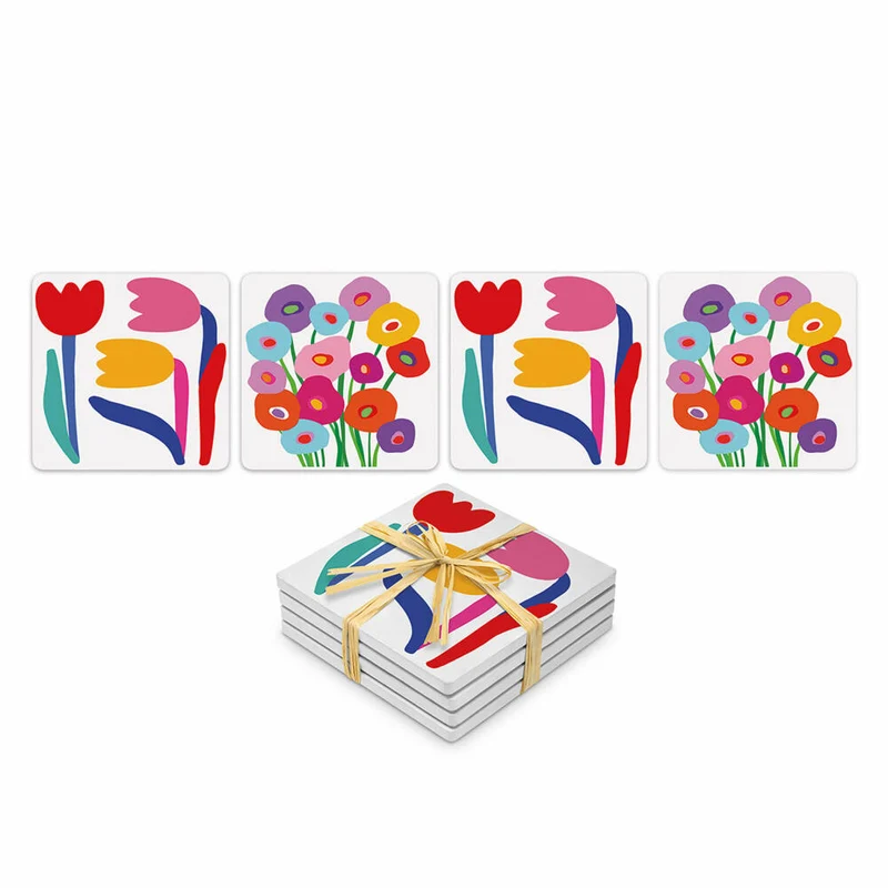 PPD Super Bloom x 2 Design Coaster, 4-tlg., Untersetzer, Glasuntersetzer, Dolomit, 186502701