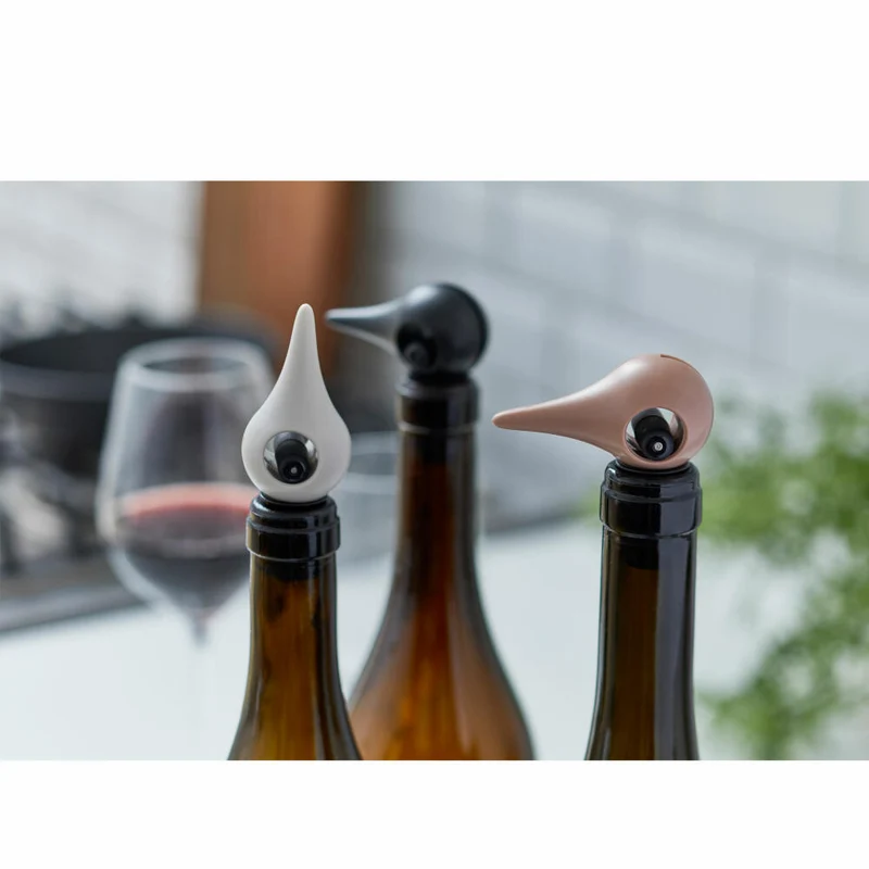 Zone Denmark Weinverschluss Rocks Bird, Flaschenverschluss, Weinstopfen, Verschluss Flasche, Silikon / ABS, Warm Grey, 11856