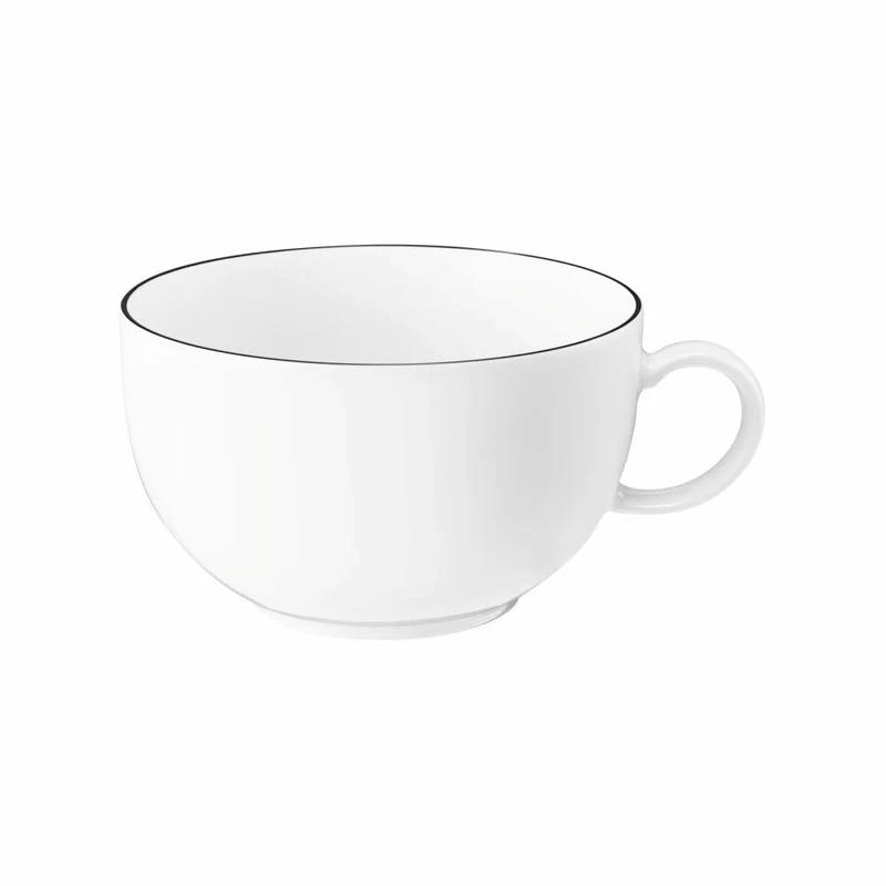 Seltmann Weiden Lido Milchkaffeetasse, Kaffeetasse, Kaffee Tasse, Porzellan, Black Line, 400 ml, 001.749312