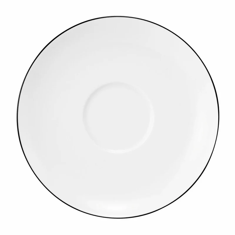 Seltmann Weiden Lido Milchkaffeeuntertasse, Untertasse, Unterteller, Porzellan, Black Line, Ø 16 cm, 001.749313