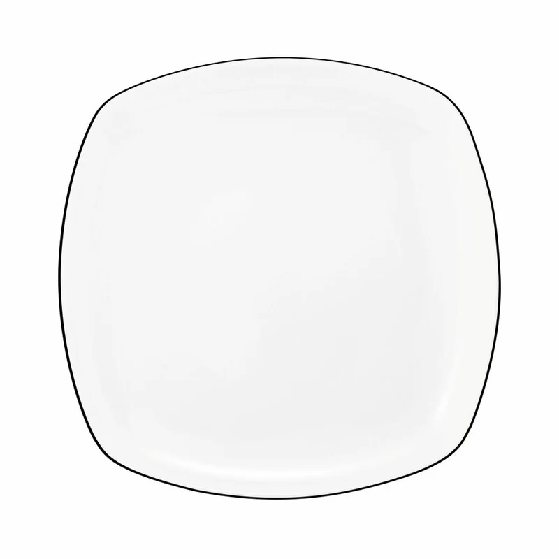Seltmann Weiden Lido Frühstücksteller Eckig, Teller, Kuchenteller, Porzellan, Black Line, 20 cm, 001.750526