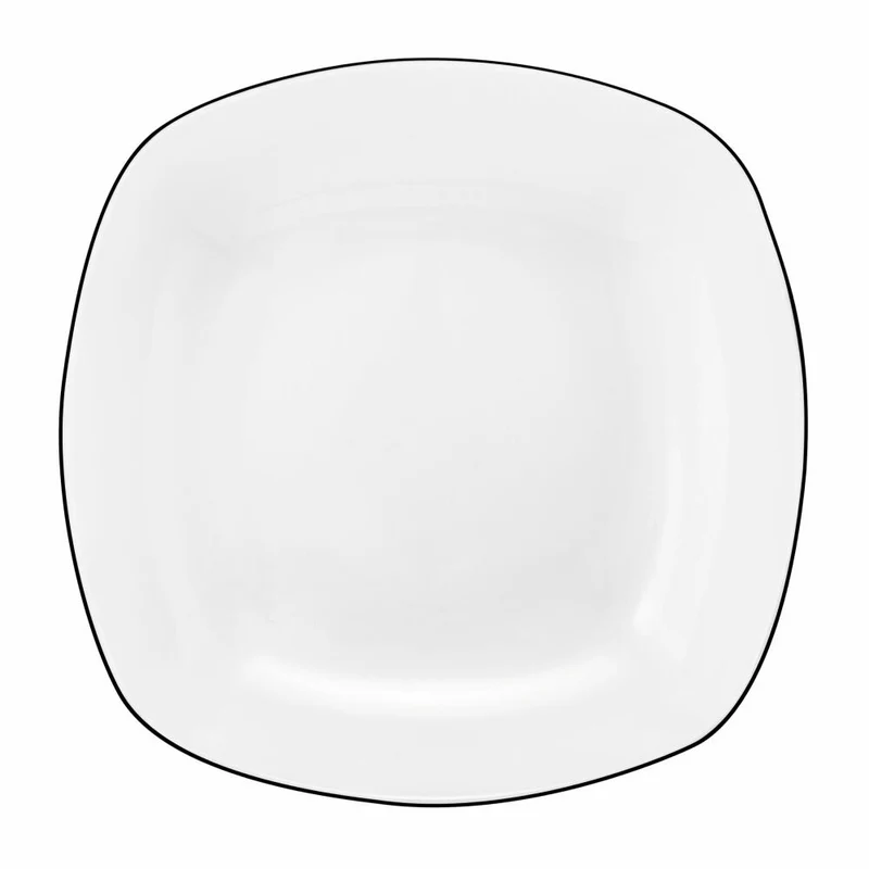 Seltmann Weiden Lido Suppenteller Eckig, Teller, Speiseteller, Porzellan, Black Line, 21 cm, 001.750529