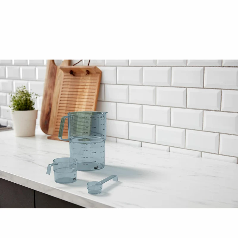 Rosti Deziliter-Messbecher Mensura, Abmessbecher, SAN-Kunststoff, Dusty Blue, 100 ml, 25294