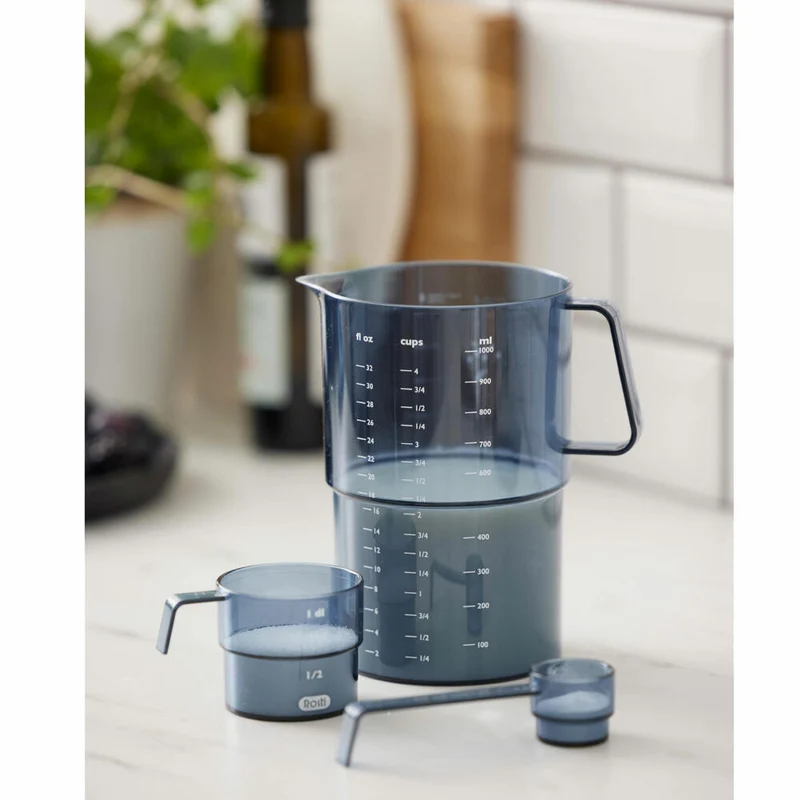 Rosti Deziliter-Messbecher Mensura, Abmessbecher, SAN-Kunststoff, Dusty Blue, 100 ml, 25294