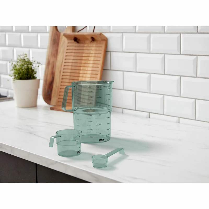 Rosti Mess-Set Mensura 3-tlg., 2 Messbecher, Messlöffel, SAN-Kunststoff, Nordic Green, 25895